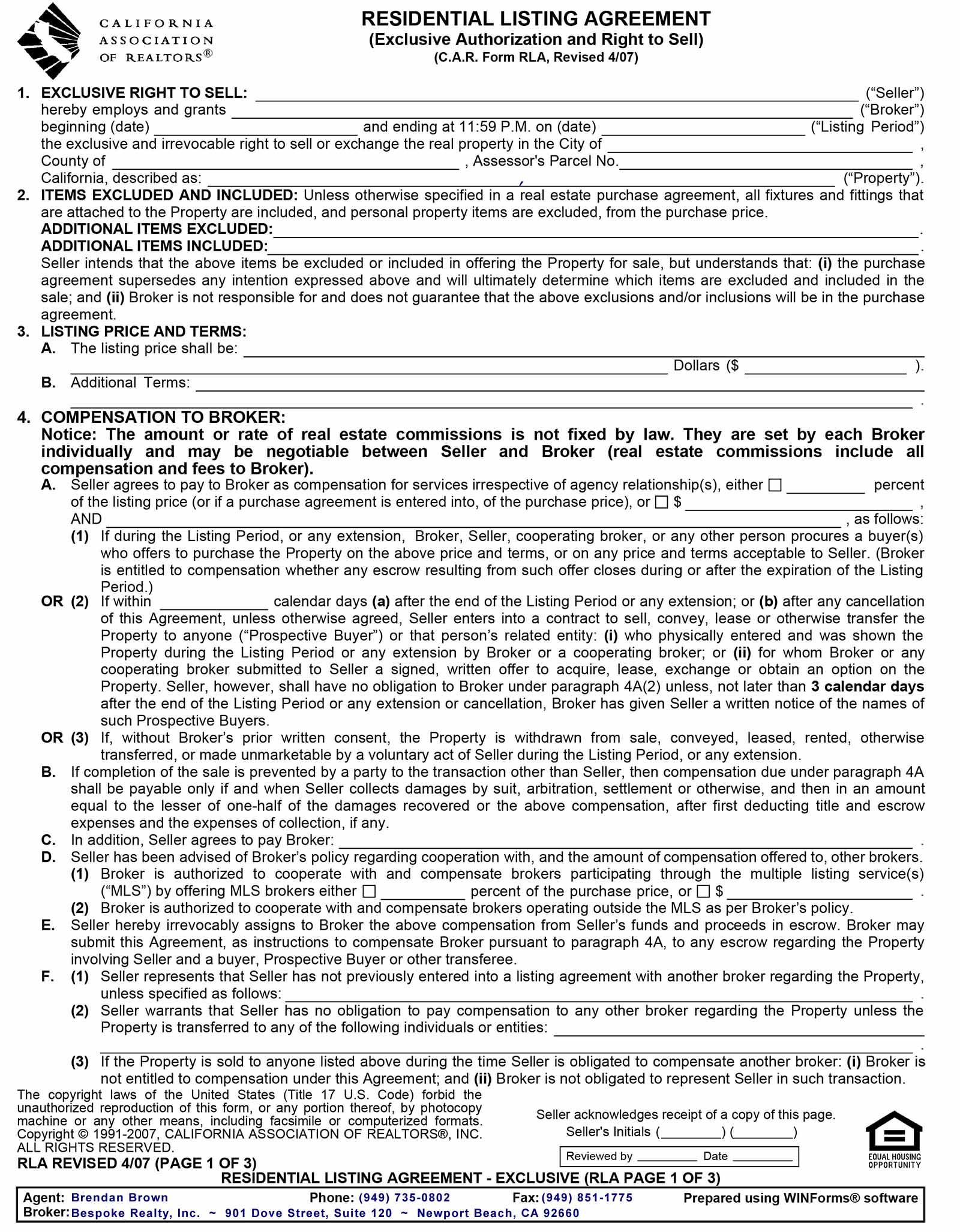 Free Real Estate Purchase And Sale Agreement Template